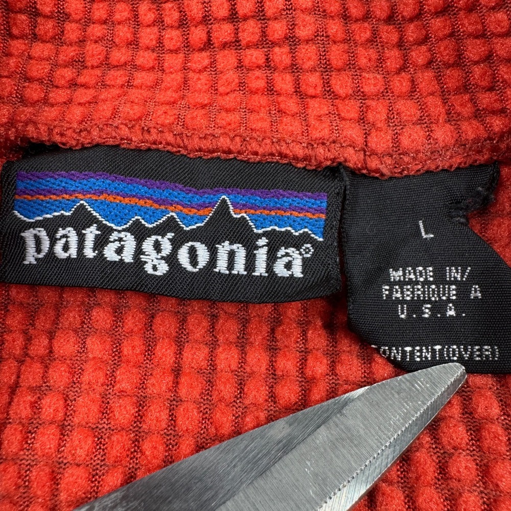 Vintage Patagonia Mens Large R1 Flash Pullover Red Grid Fleece Half Zip USA 2002 - Picture 3 of 10
